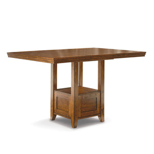Counter Height Extension Dining Table with Shelf — Medium Brown