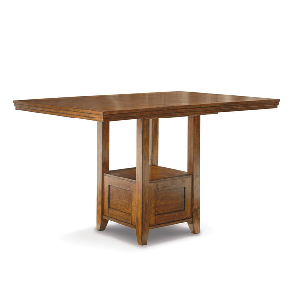 Counter Height Extension Dining Table with Shelf — Medium Brown