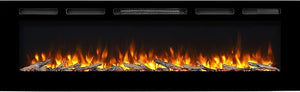 Recessed Electric Fireplace with Log Set & Crystal