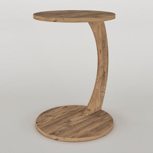 C Shaped End Table with Wheels - Round Rolling Side Table