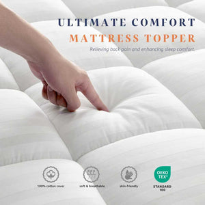 Cotton Pillow Top Mattress Topper with Deep Pocket Skirt