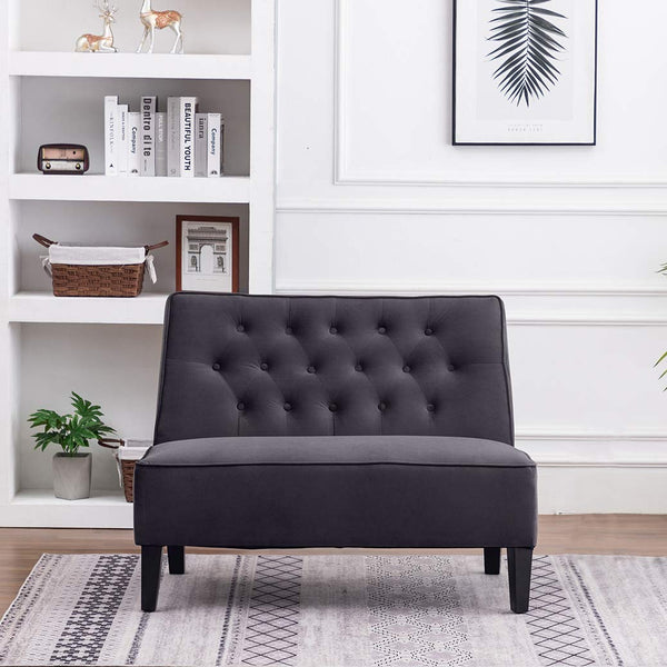 Button Tufted Loveseat Settee – 2-Seat Upholstered Sofa Bench