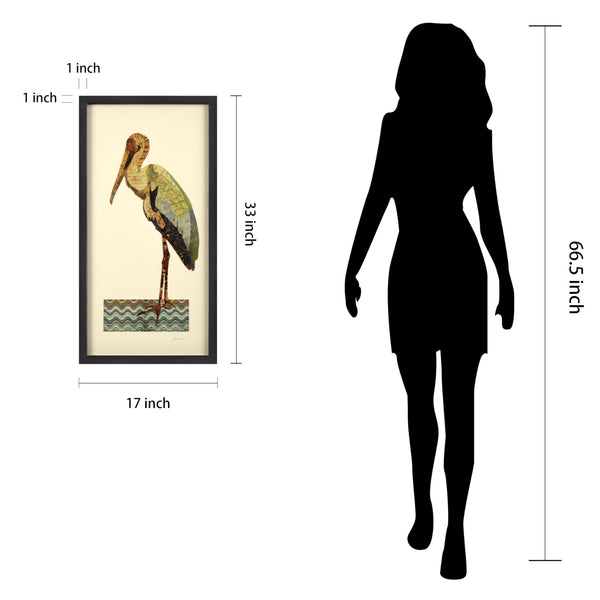 Crane 3D Paper Collage Wall Art – Framed & Ready to Hang