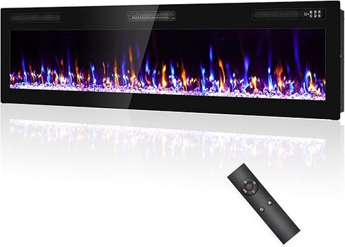 72-Inch Recessed & Wall Mount Electric Fireplace