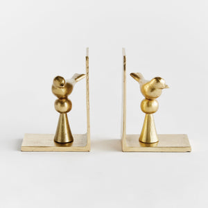 Gold Cast Aluminum Songbird Bookends Set of 2
