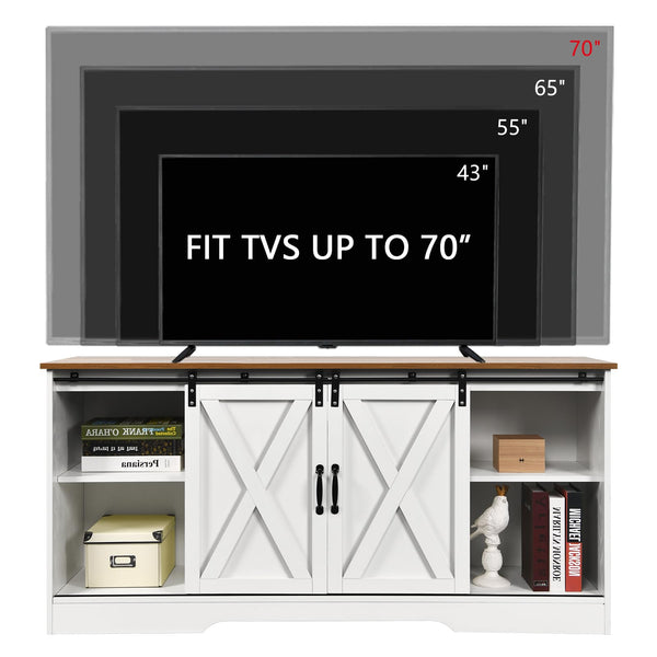 Farmhouse Barn Door TV Stand with Storage
