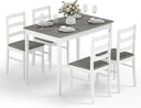7-Piece Farmhouse Dining Table Set with 6 Chairs — Rubber Wood Legs