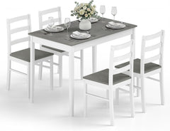 7-Piece Farmhouse Dining Table Set with 6 Chairs — Rubber Wood Legs