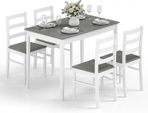7-Piece Farmhouse Dining Table Set with 6 Chairs — Rubber Wood Legs
