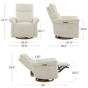 Power Recliner Swivel Glider Nursery Chair with Adjustable Headrest & Lumbar Support