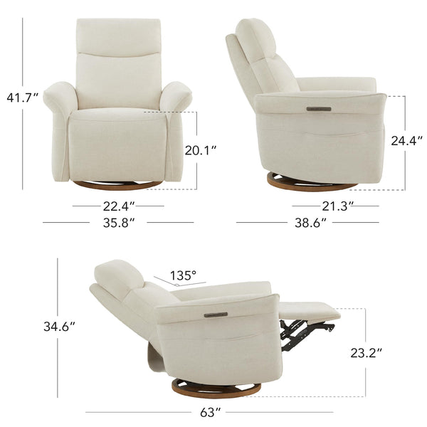 Power Recliner Swivel Glider Nursery Chair with Adjustable Headrest & Lumbar Support