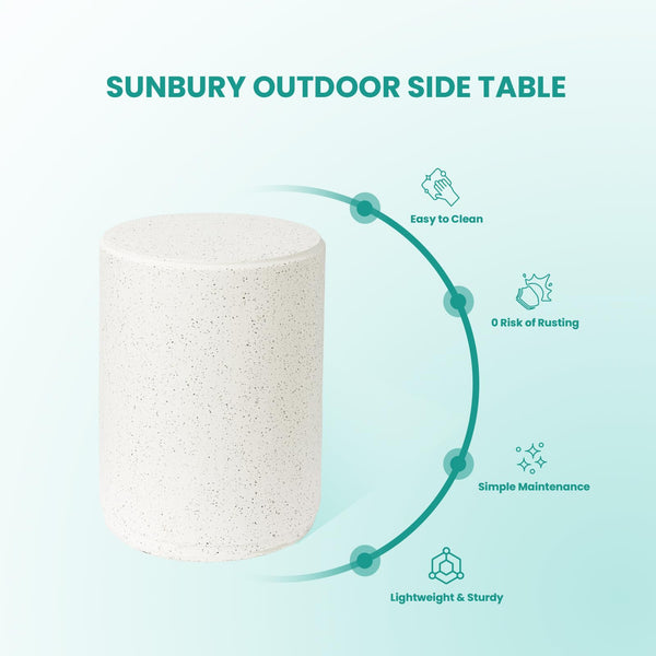 Outdoor Concrete Side Table — MgO Patio Accent Table
