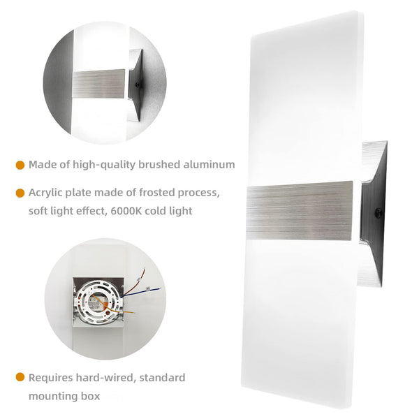 Modern LED Wall Sconce – Hardwired Up Down Light