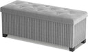LITZFUR Storage Ottoman Bench, 43 Inch Foldable Ottoman with Legs, Velvet Foot Rest Stool, End of Bed Bench, Storage Chest for Living Room, Bedroom (Beige)