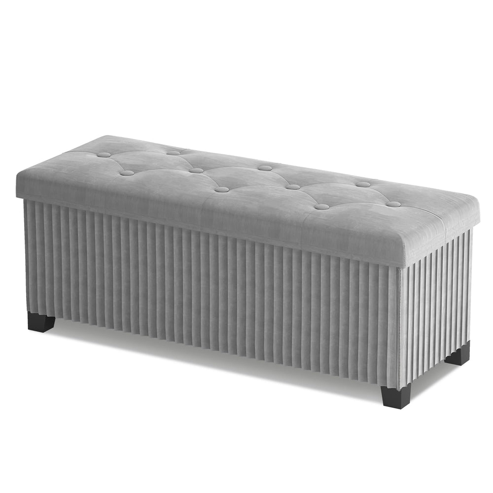 Foldable Velvet Storage Ottoman Bench