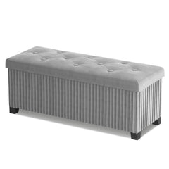Foldable Velvet Storage Ottoman Bench