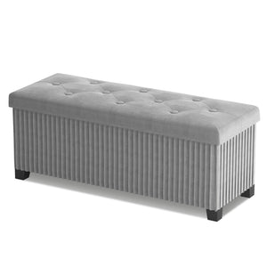 Foldable Velvet Storage Ottoman Bench