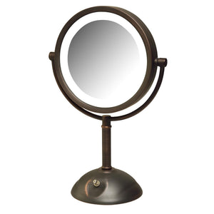 Lighted Tabletop Vanity Mirror with 1X & 8X Magnification