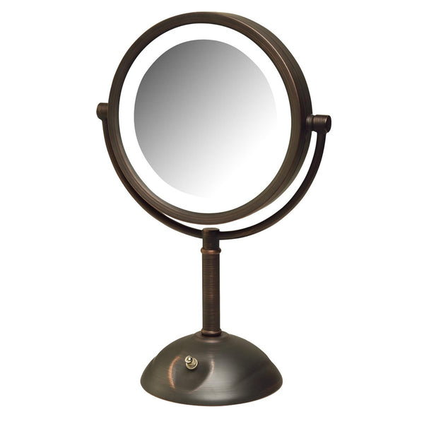 Lighted Tabletop Vanity Mirror with 1X & 8X Magnification
