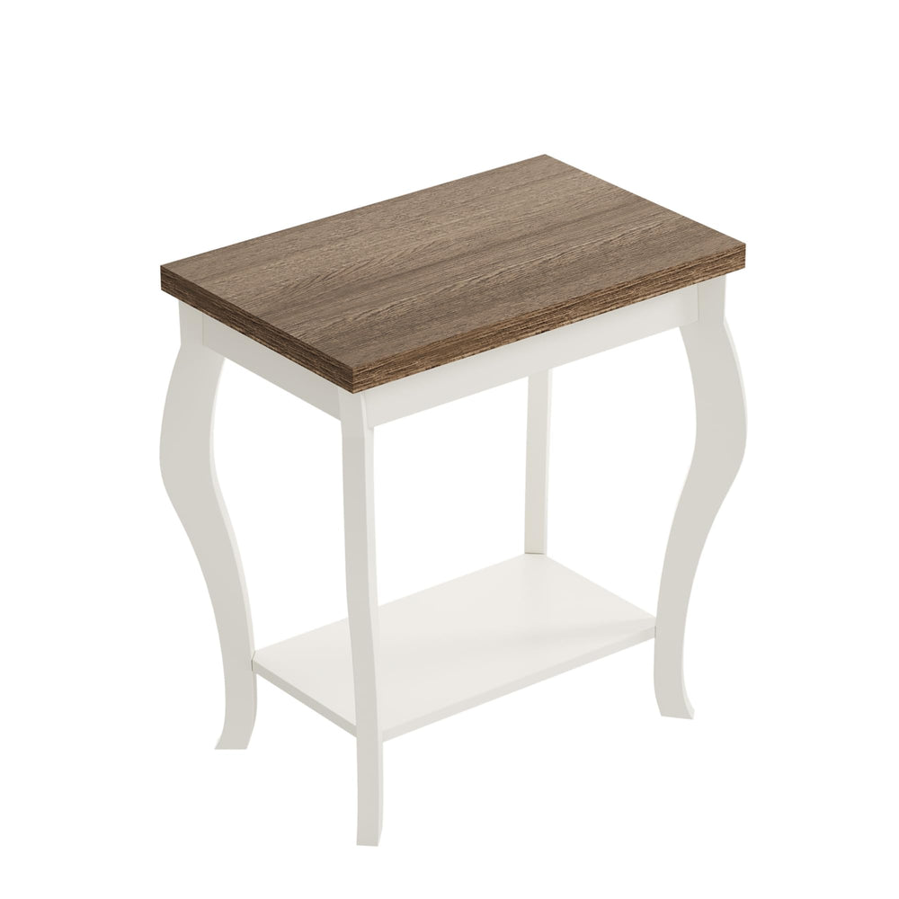 Curved Leg End Tables Set of 2 with Storage Shelf