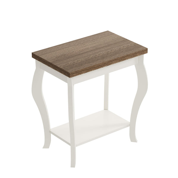Curved Leg End Tables Set of 2 with Storage Shelf