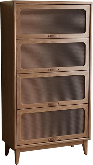 Solid Wood Bookcase with Glass Doors – 4-Shelf