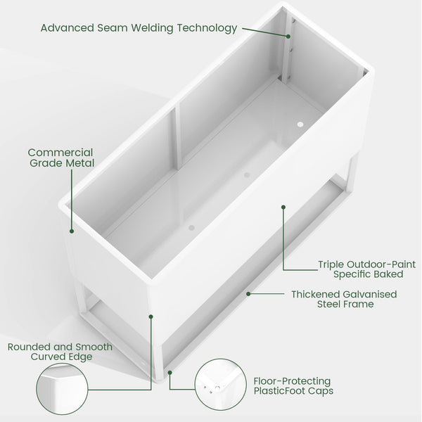 Large Metal Planter Box with Legs — Rectangular Raised Garden Bed for Outdoor & Indoor Use
