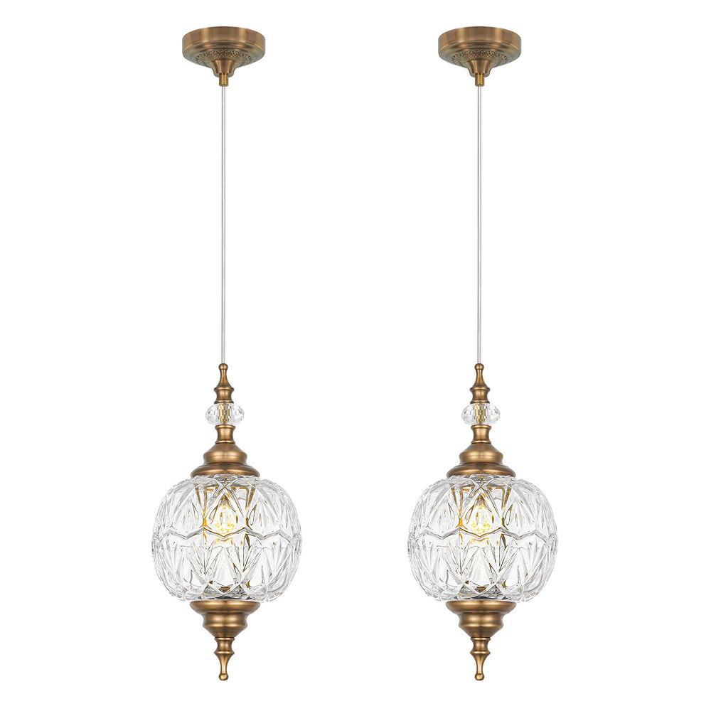 G9 Pendant Light Set of 2 – Glass Shade Adjustable Hanging Light