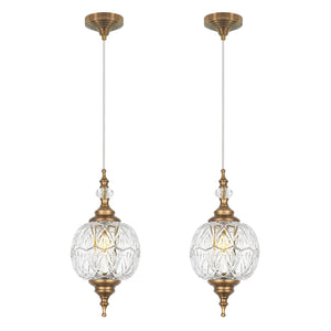 G9 Pendant Light Set of 2 – Glass Shade Adjustable Hanging Light