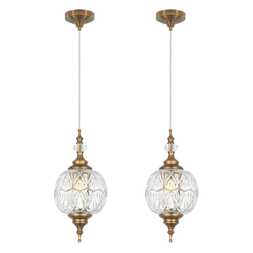 G9 Pendant Light Set of 2 – Glass Shade Adjustable Hanging Light