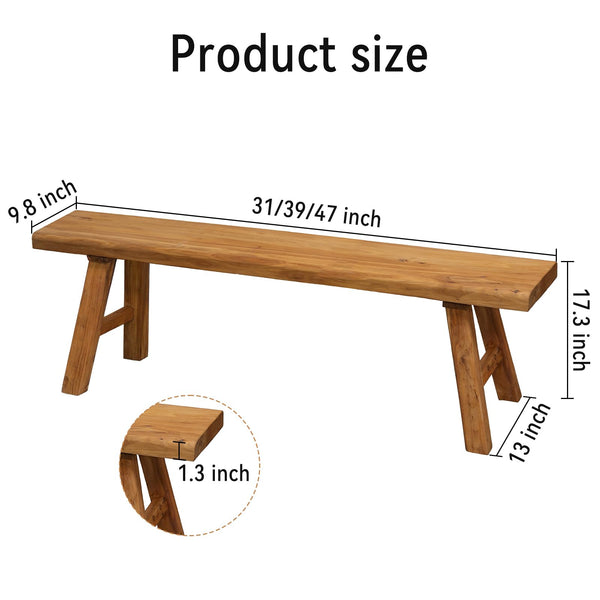 Rustic Solid Wood Entryway Bench – Narrow Farmhouse Bench for Hallway, Dining & Bedroom
