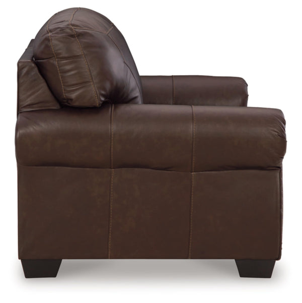 Dark Brown Leather Loveseat with Nailhead Trim