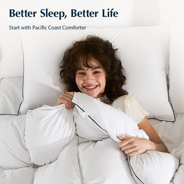 Goose Down Fiber Comforter – 420TC Cotton Shell, All-Season, Baffle Box