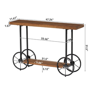 Industrial 2-Tier Console Table with Storage Shelf