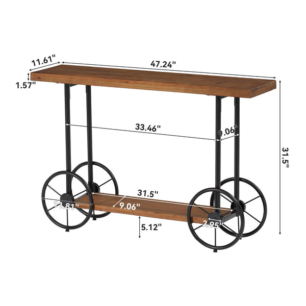 Industrial 2-Tier Console Table with Storage Shelf