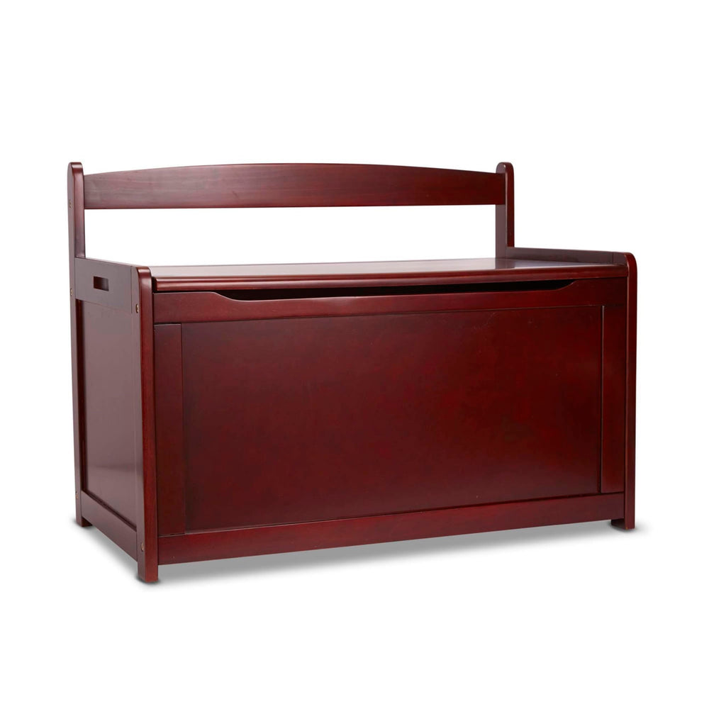 Wooden Toy Chest with Safety-Hinged Lid – Espresso