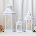 Set of 3 Hexagonal Vintage Metal Candle Lanterns with Tempered Glass