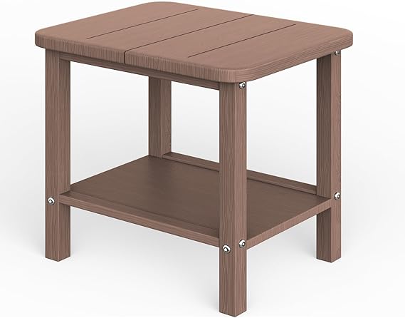 GREFORG Patio Side Table, Small Rectangular HDPE Adirondack End Table for Outdoor Use in Pool, Garden, Lawn, Backyard,Navy