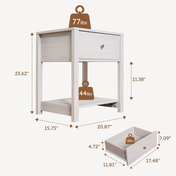 Nightstand with Drawer and Open Storage Shelf
