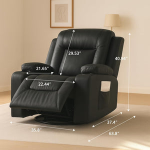 Swivel Recliner Chair with Cup Holders & Side Pockets