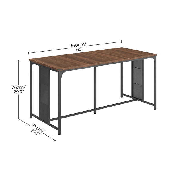 63" Industrial Dining Table for 6-8 with Metal Legs and Adjustable Feet