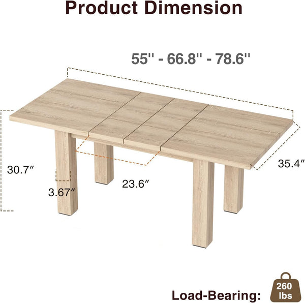 Extendable Dining Table for 6-10, Oak