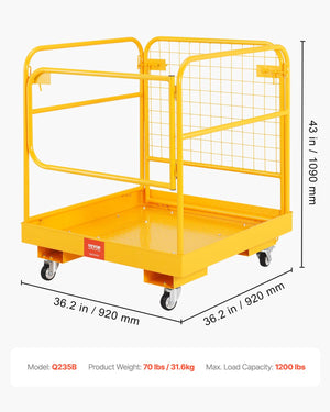Collapsible Forklift Safety Cage Work Platform with Wheels