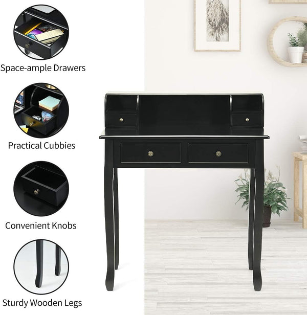 Writing Desk with 4 Drawers & Removable Floating Organizer