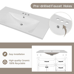 36" Bathroom Vanity with Sink, 3 Drawers & Soft-Close Doors