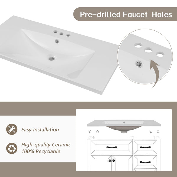 36" Bathroom Vanity with Sink, 3 Drawers & Soft-Close Doors