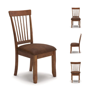Spindle Back Dining Chairs Set of 2 with Upholstered Microfiber Seat