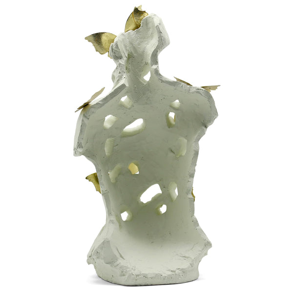 Abstract Female Bust Sculpture with Butterflies