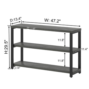 47" Industrial Console Table with 3-Tier Storage Shelves