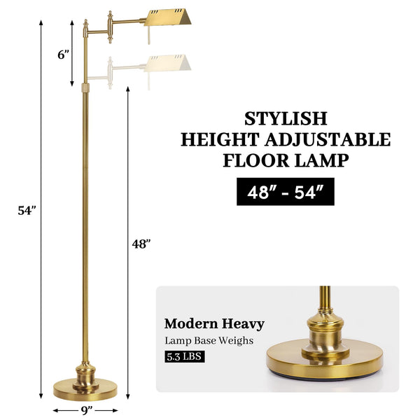 Dimmable Pharmacy Floor Lamp with Remote & Swing Arm